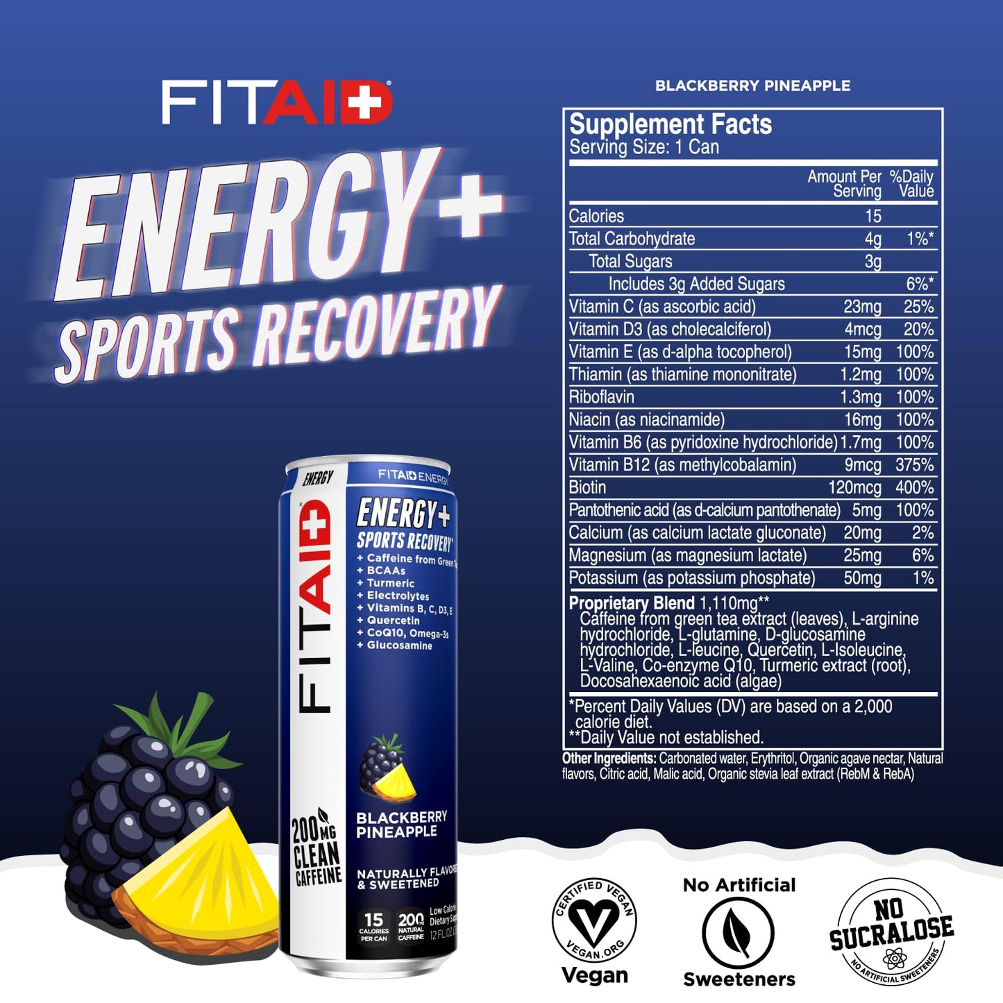 FITAID Blackberry Pineapple Energy 12-oz. cans (Pack of 12)