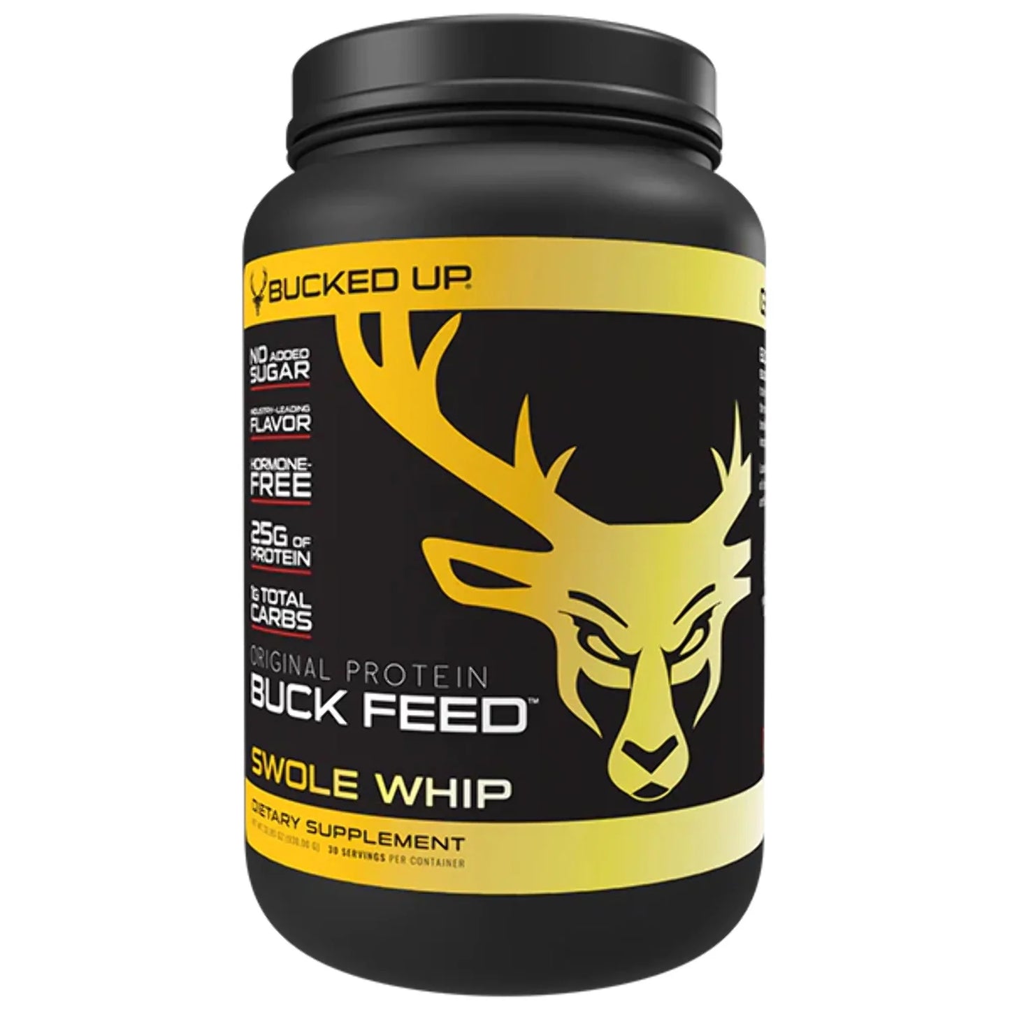 Bucked Up Buck Feed All Natural Swole Whip Whey Protein Powder, 25g of Protein, 30 servings