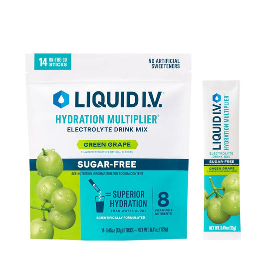 Liquid I.V. Hydration Electrolyte Green Grape (Sugar Free) 10 Count